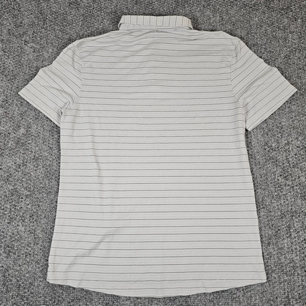 Lululemon Mens Evolution Polo Shirt L Gray Striped Short Sleeve Golf Athletic‎ - Picture 7 of 8